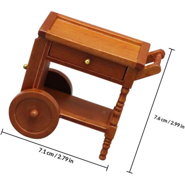 Carrello in legno per casa delle bambole ERINGOGO, mini accessorio decorativo 7,6x7,1x5,2 cm