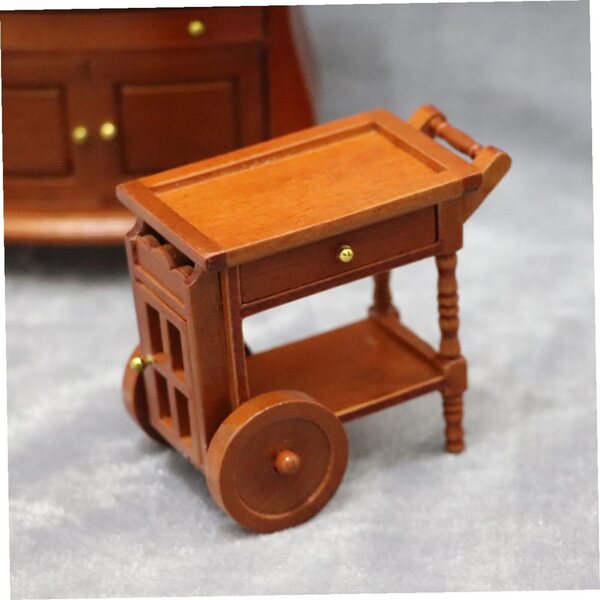 Carrello in legno per casa delle bambole ERINGOGO, mini accessorio decorativo 7,6x7,1x5,2 cm