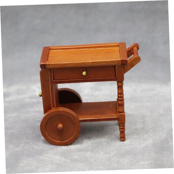 Carrello in legno per casa delle bambole ERINGOGO, mini accessorio decorativo 7,6x7,1x5,2 cm