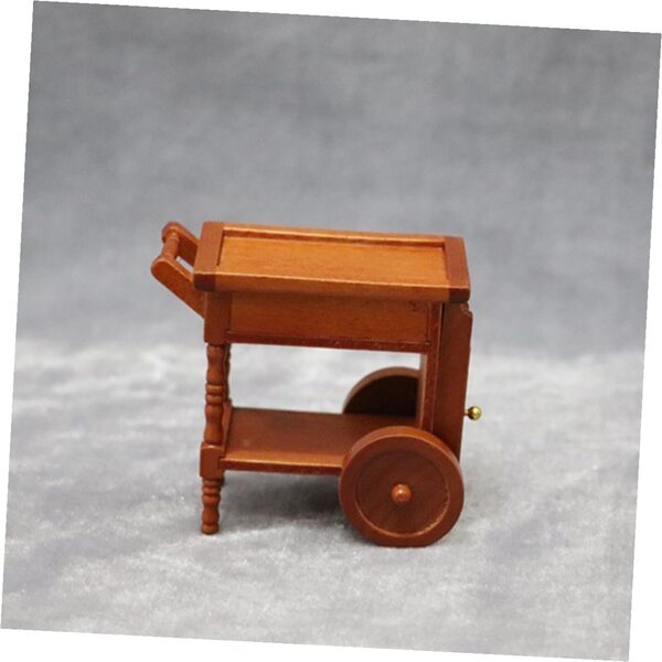 Carrello in legno per casa delle bambole ERINGOGO, mini accessorio decorativo 7,6x7,1x5,2 cm