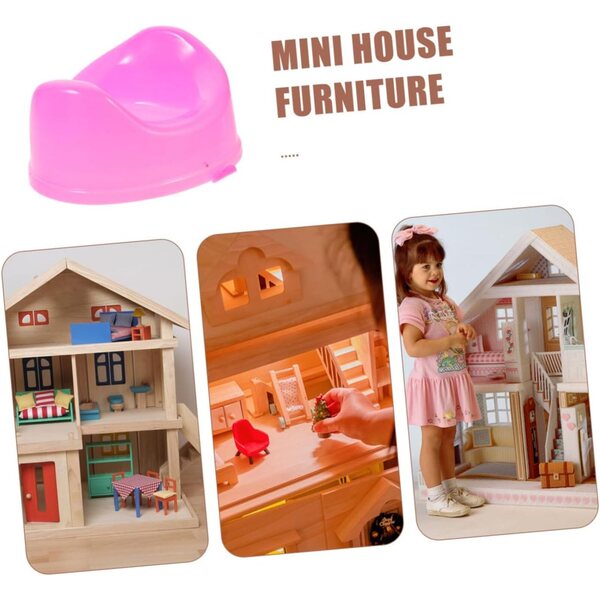 Set 16 Mini Toilette Rosa per Casa delle Bambole - Accessori Bagno Realistici Vaguelly