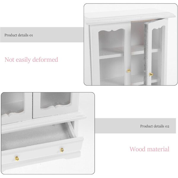 ORFOFE Mini Libreria in Legno Bianca 15,5x9,5x4 cm per Case delle Bambole e Micro-scene