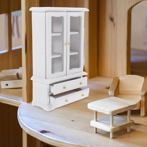 ORFOFE Mini Libreria in Legno Bianca 15,5x9,5x4 cm per Case delle Bambole e Micro-scene