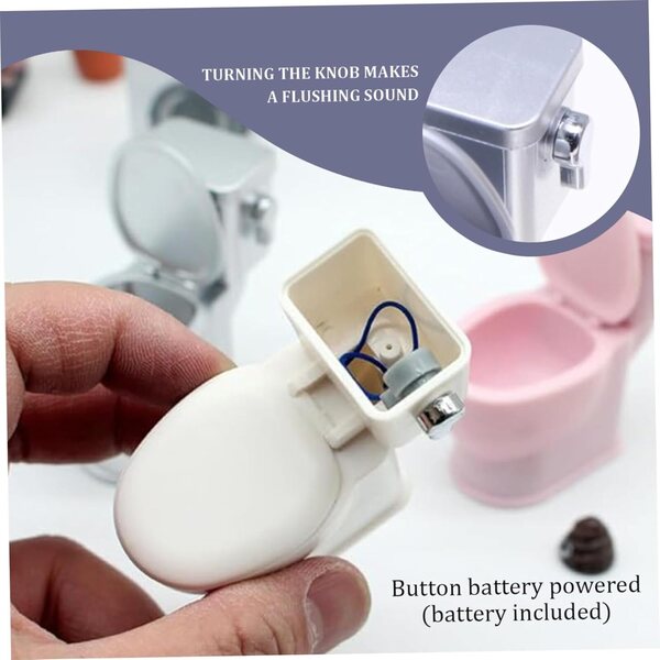 Mini toilette in plastica realistica con suono per casa delle bambole scala 1/12