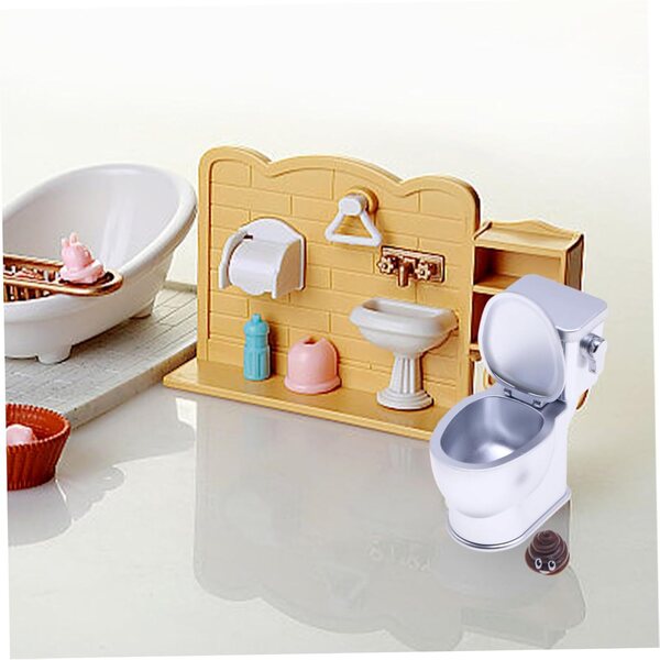 Mini toilette in plastica realistica con suono per casa delle bambole scala 1/12