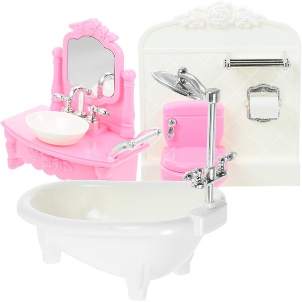 Set Mini Mobili da Bagno in Plastica per Casa delle Bambole, Accessori Realistici