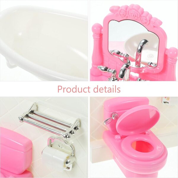 Set Mini Mobili da Bagno in Plastica per Casa delle Bambole, Accessori Realistici