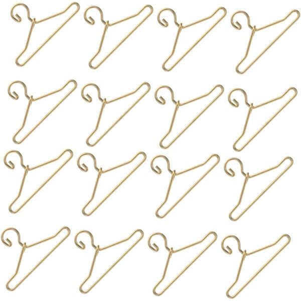 Set mit 45 Mini-Kleiderbügeln aus goldener Legierung für 40-mm-Puppen – Miniatur-Kleiderbügel für das Haus