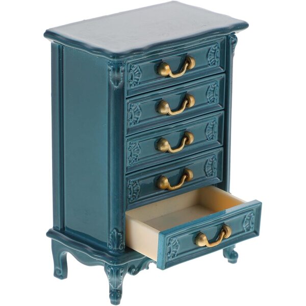 Blauer Mini-Schrank für Puppenhäuser aus Kunststoff, realistisch und dekorativ