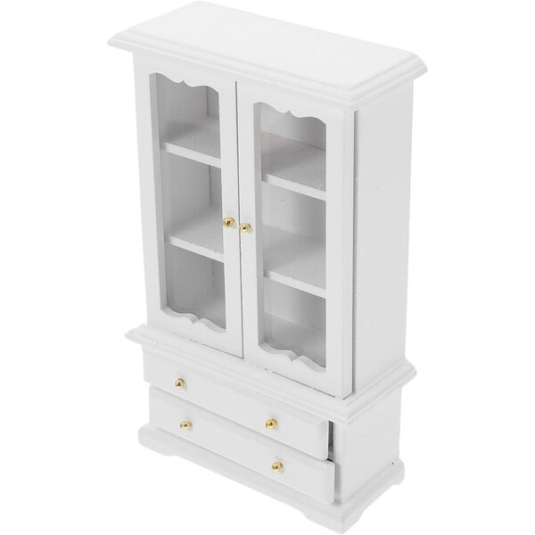 Mini libreria in legno bianca 15,5x9,5x4 cm per arredamento casa delle bambole