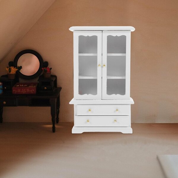 Mini libreria in legno bianca 15,5x9,5x4 cm per arredamento casa delle bambole