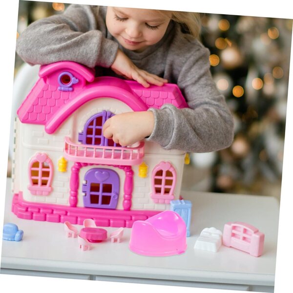 16 Mini Toilette in Plastica Rosa per Casa delle Bambole, Accessori Bagno in Miniatura