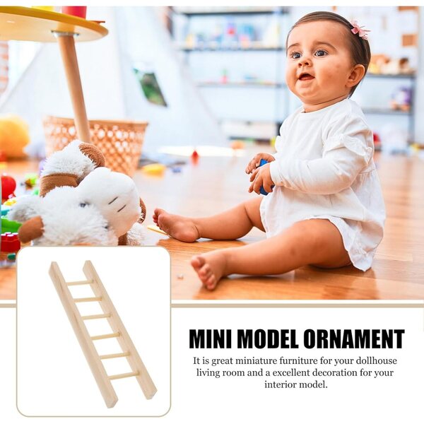 ERINGOGO Mini-Holztreppe für Puppenhaus, 2 Stück – Miniatur-Dekorationszubehör