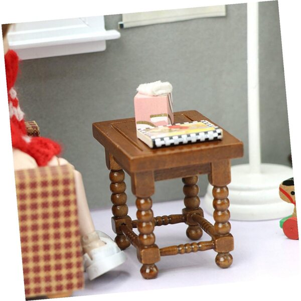 ORFOFE Tavolo Miniatura in Legno per Casa delle Bambole Decorazione Dorata