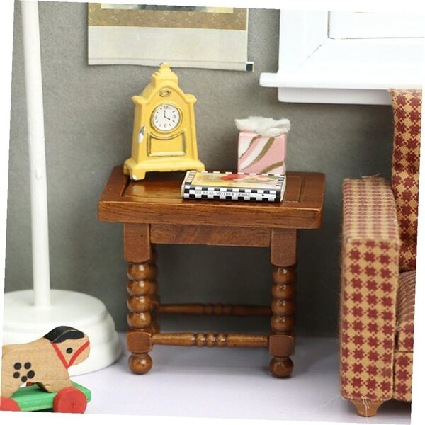 ORFOFE Tavolo Miniatura in Legno per Casa delle Bambole Decorazione Dorata