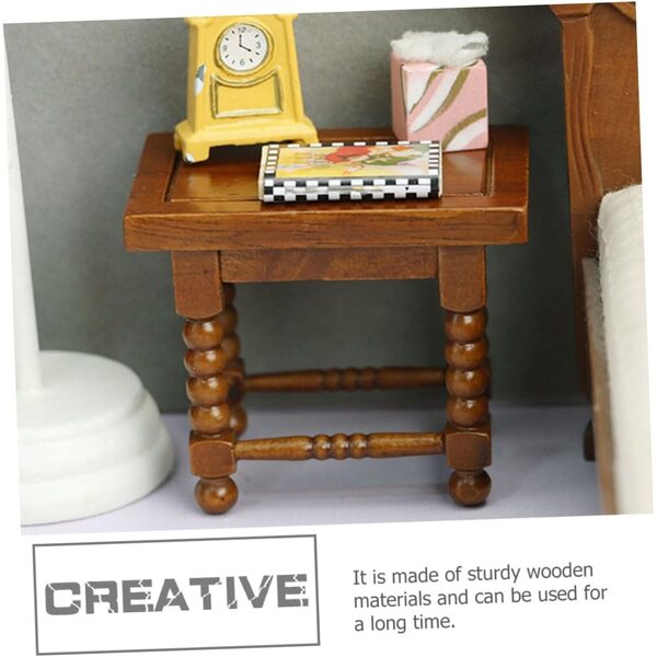 ORFOFE Tavolo Miniatura in Legno per Casa delle Bambole Decorazione Dorata