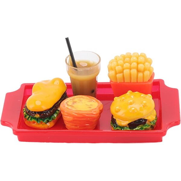 Chrees Fast Food Dollhouse 1/12 Mini-Hamburger und Chips aus Kunstharz