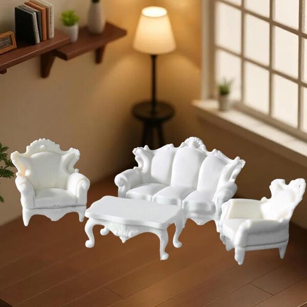 Set divani in miniatura 1:50 per casa delle bambole, design realistico e decorativo