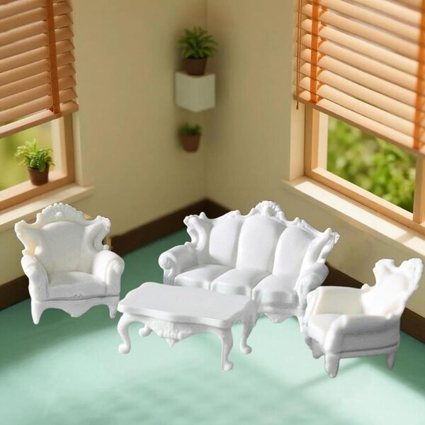 Set divani in miniatura 1:50 per casa delle bambole, design realistico e decorativo