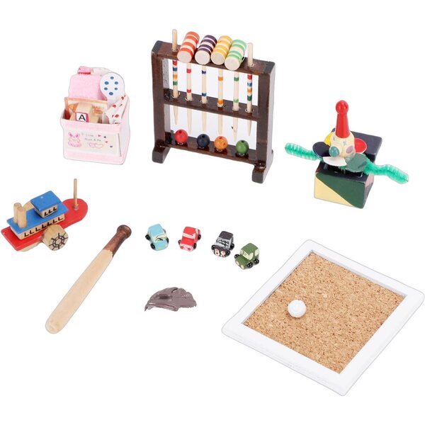 Chrees Set mit Puppenhausfiguren im Maßstab 1:12, handwerklicher Dekoration und interaktivem Spiel