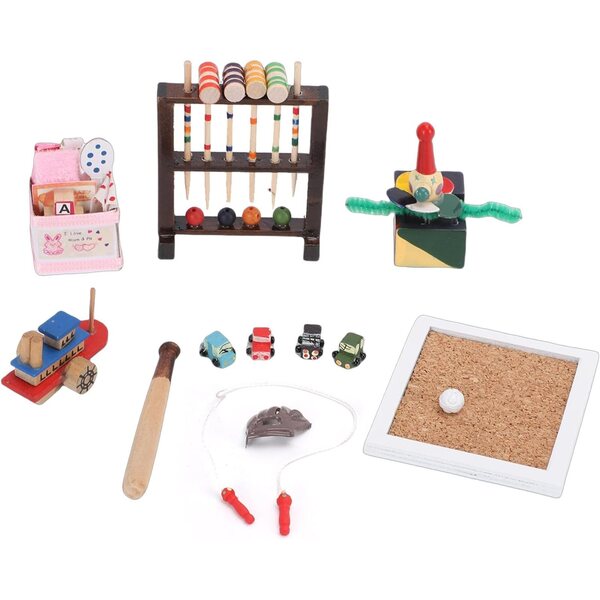 Chrees Set mit Puppenhausfiguren im Maßstab 1:12, handwerklicher Dekoration und interaktivem Spiel