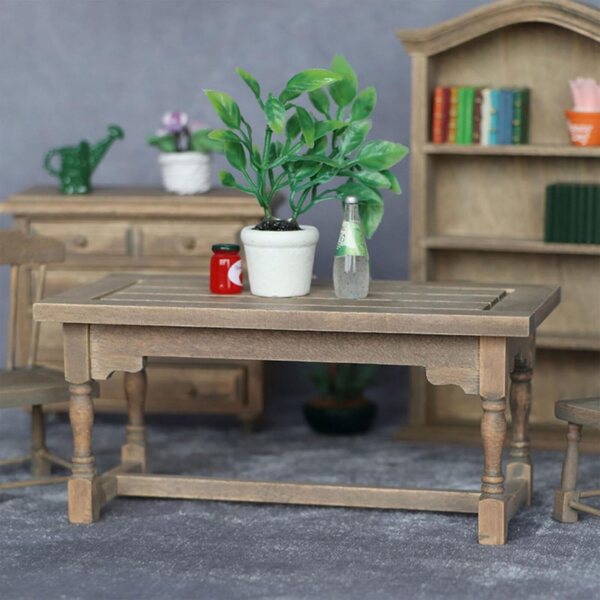 Puppenhaus-Möbelset aus Holz im Maßstab 1:12, realistischer Tisch und 4 Stühle