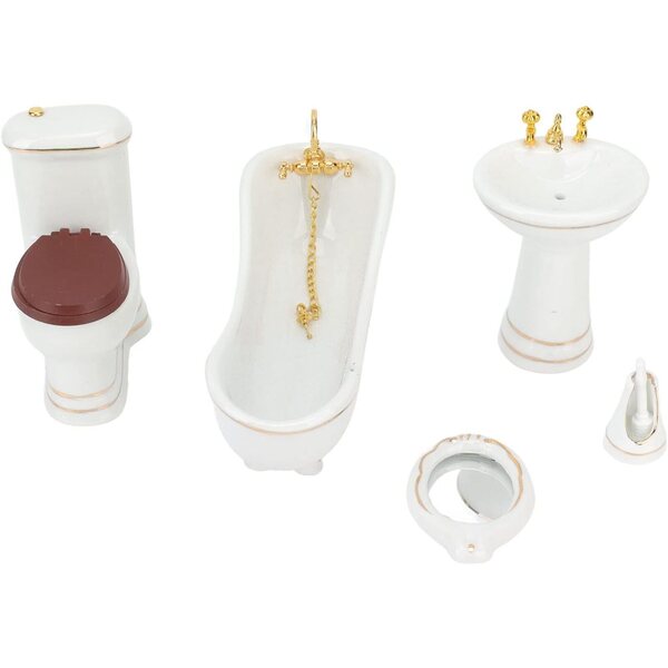 1:12 Miniatur-Badezimmermöbel-Set für Porzellan-Puppenhaus mit komplettem Zubehör