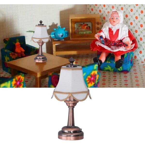 Lampada da Tavolo Miniatura LED in Scala 1:12 per Casa delle Bambole con Batteria Integrata