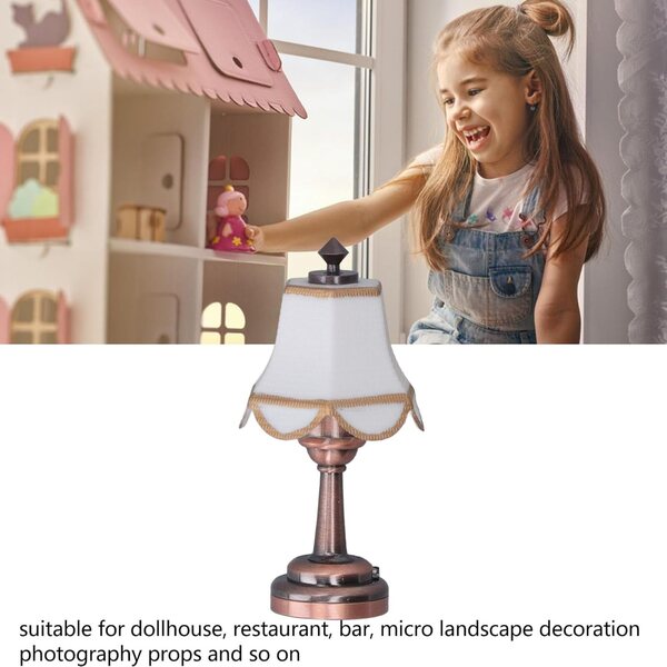 Lampada da Tavolo Miniatura LED in Scala 1:12 per Casa delle Bambole con Batteria Integrata