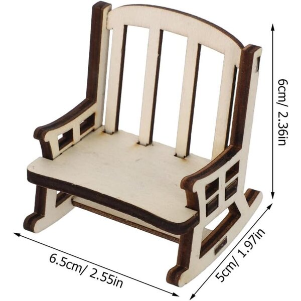 UPKOCH set 6 sedie a dondolo in legno per casa delle bambole 1:12 non colorate