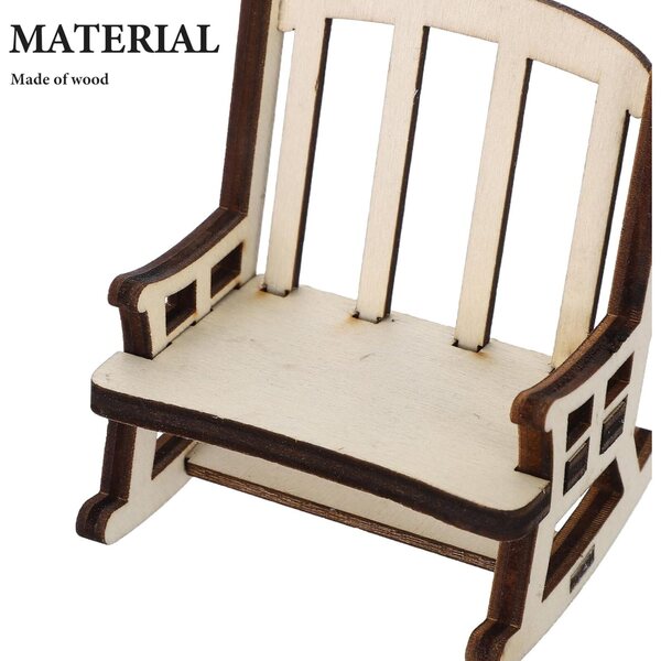 UPKOCH set 6 sedie a dondolo in legno per casa delle bambole 1:12 non colorate