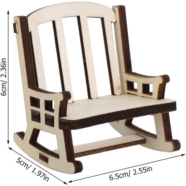UPKOCH set 6 sedie a dondolo in legno per casa delle bambole 1:12 non colorate