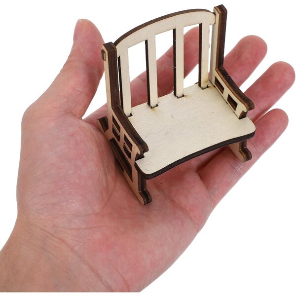 UPKOCH set 6 sedie a dondolo in legno per casa delle bambole 1:12 non colorate
