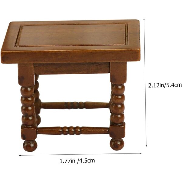 GARVALON Tavolino in Miniatura per Casa delle Bambole in Legno Marrone 5,4x4,5 cm