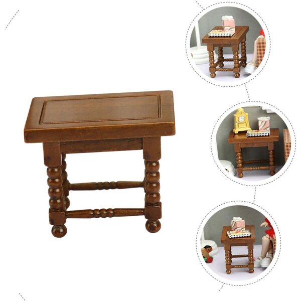 GARVALON Tavolino in Miniatura per Casa delle Bambole in Legno Marrone 5,4x4,5 cm
