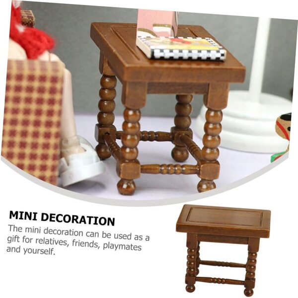 GARVALON Tavolino in Miniatura per Casa delle Bambole in Legno Marrone 5,4x4,5 cm