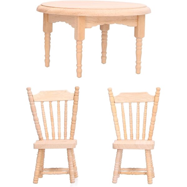 Set Mobili Miniatura Casa delle Bambole in Legno Betulla Scala 1:12 3 Pezzi