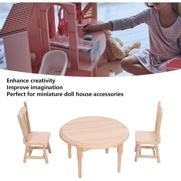 Set Mobili Miniatura Casa delle Bambole in Legno Betulla Scala 1:12 3 Pezzi