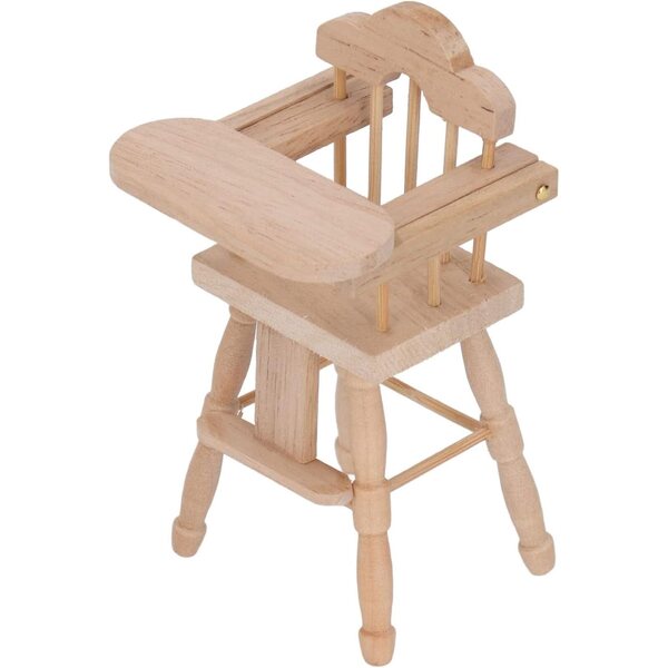 1/12 Puppenhaus-Esszimmerstuhl aus Holz mit klappbarem Birkentisch