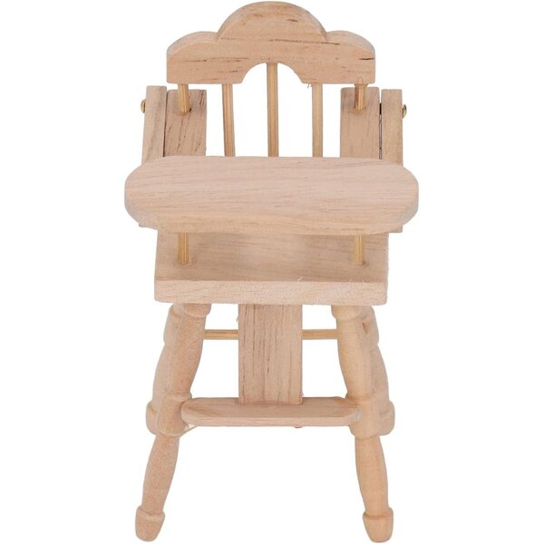 1/12 Puppenhaus-Esszimmerstuhl aus Holz mit klappbarem Birkentisch