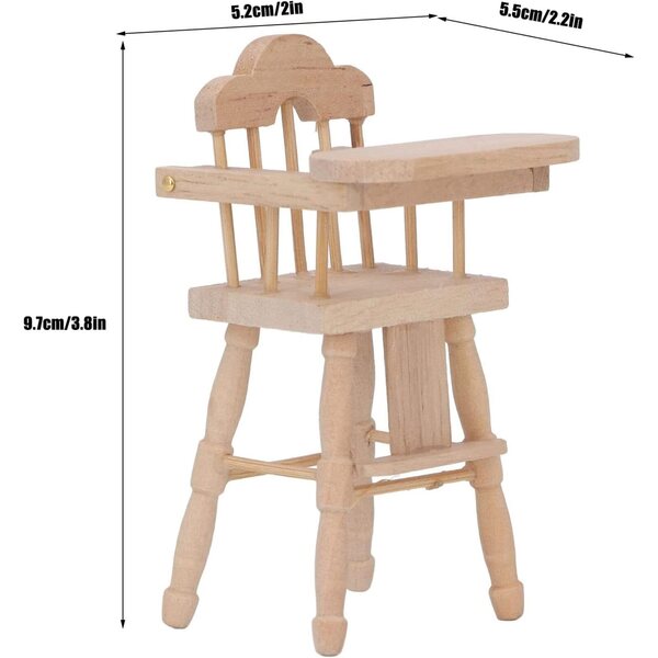 1/12 Puppenhaus-Esszimmerstuhl aus Holz mit klappbarem Birkentisch