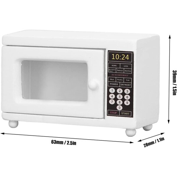 Mini Forno a Microonde 1:12 in Legno per Casa delle Bambole, Accessorio Decorativo Realistico