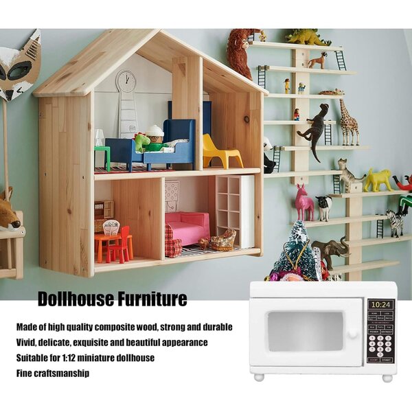 Mini Forno a Microonde 1:12 in Legno per Casa delle Bambole, Accessorio Decorativo Realistico