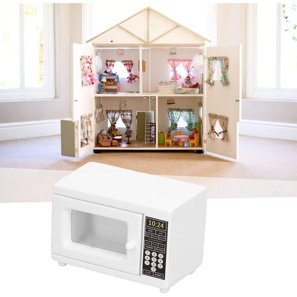 Mini Forno a Microonde 1:12 in Legno per Casa delle Bambole, Accessorio Decorativo Realistico
