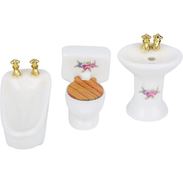 1/24 Keramik-Miniatur-Badezimmer-Set für Puppenhaus – 3 Farben
