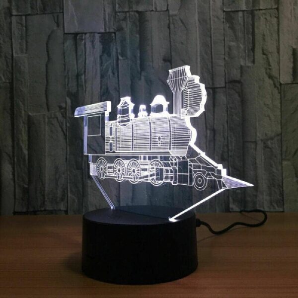 Lampada da comodino LED 3D MOUDOAUER con 7 colori cambianti a forma di treno