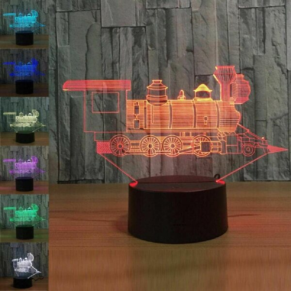 Lampada da comodino LED 3D MOUDOAUER con 7 colori cambianti a forma di treno
