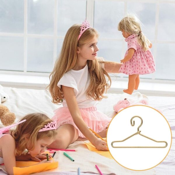 ORFOFE 40 Grucce Dorate per Bambole in Metallo Mini 40mm, Accessori per Armadio Bambole