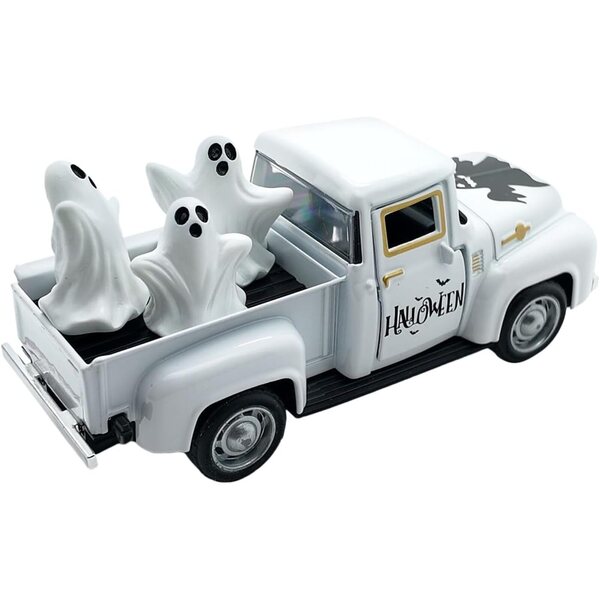 Dekorative Vintage-Geisterfigur aus Metall – Geister-Truck für Halloween