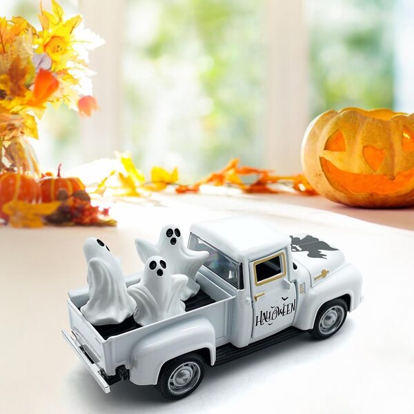 Dekorative Vintage-Geisterfigur aus Metall – Geister-Truck für Halloween